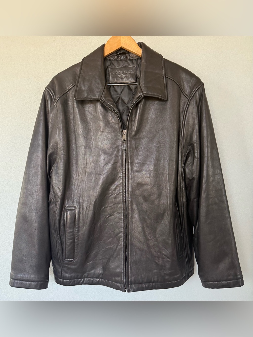 Dockers Leather Jacket • Men’s Large • Black • Classic Outerwear